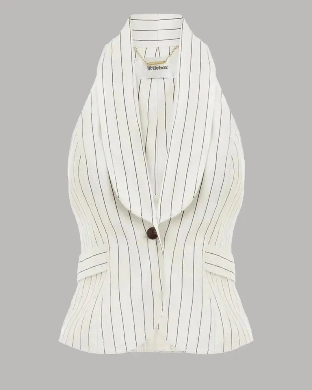 Pinstripe Corset Tailored Vest In White