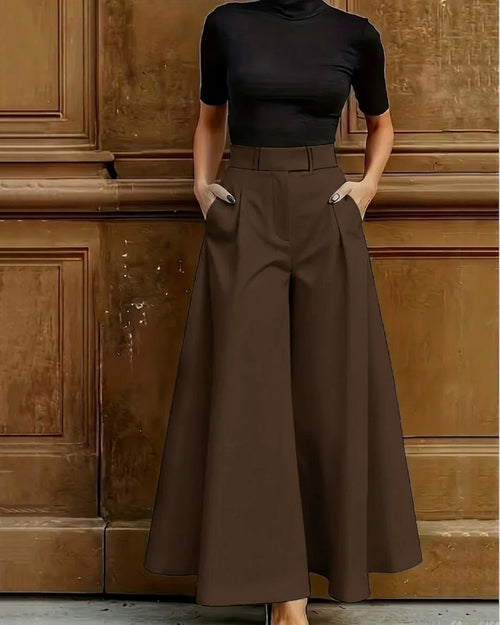 Bell Bottom Pocket Structured Pants in Coco