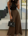 Bell Bottom Pocket Structured Pants in Coco