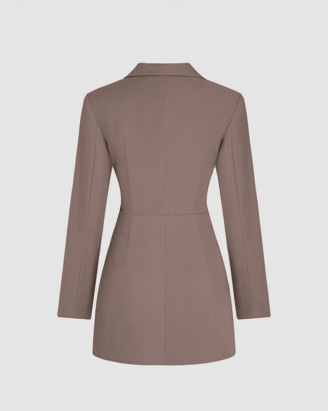 Tailored Fit and Long Sleeves Blazer Mini Dress in Brown