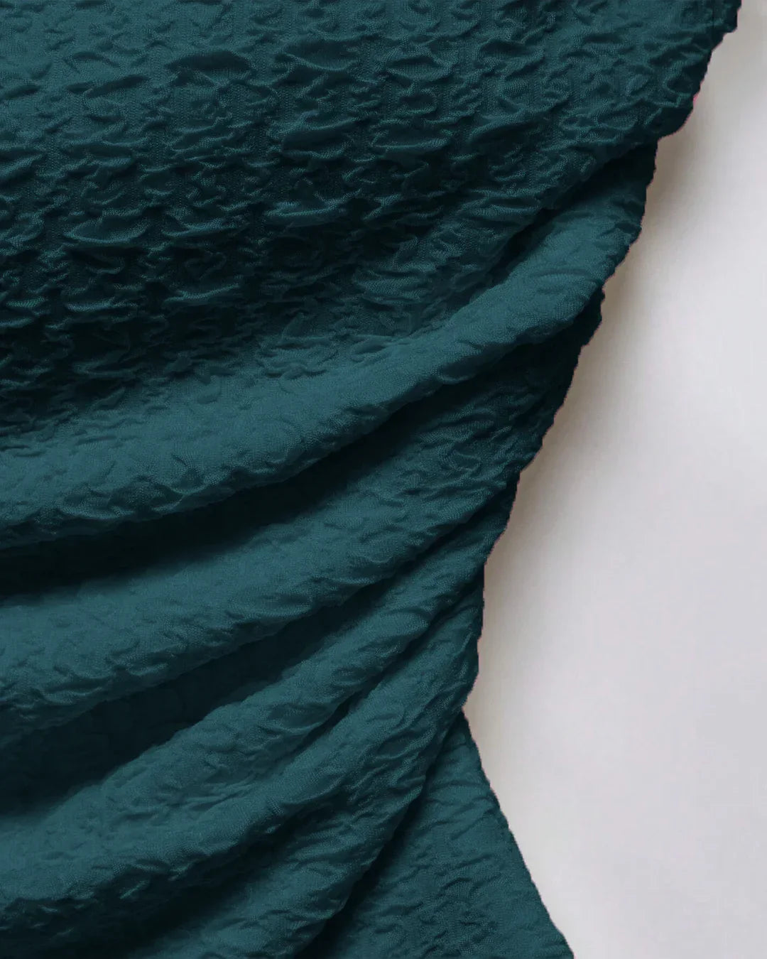 Teal Blue Textured Strapless Ruched Tube Top