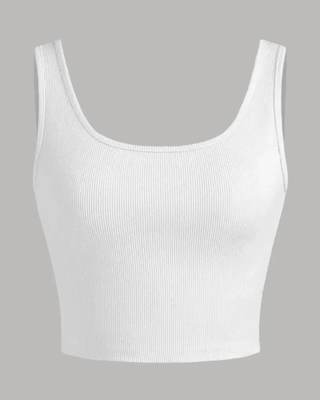 Terry Round Neck Vest & Crop Top in Chocolate & White