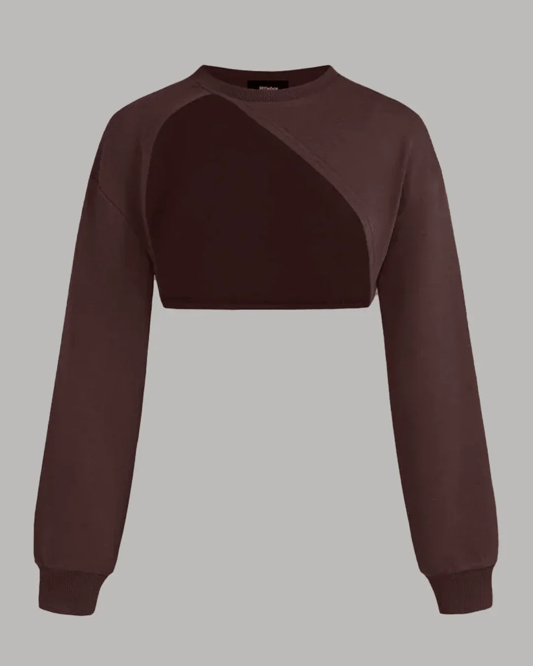 Terry Round Neck Vest & Crop Top in Chocolate & White