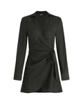 Texture Side Tied Black Mini Dress