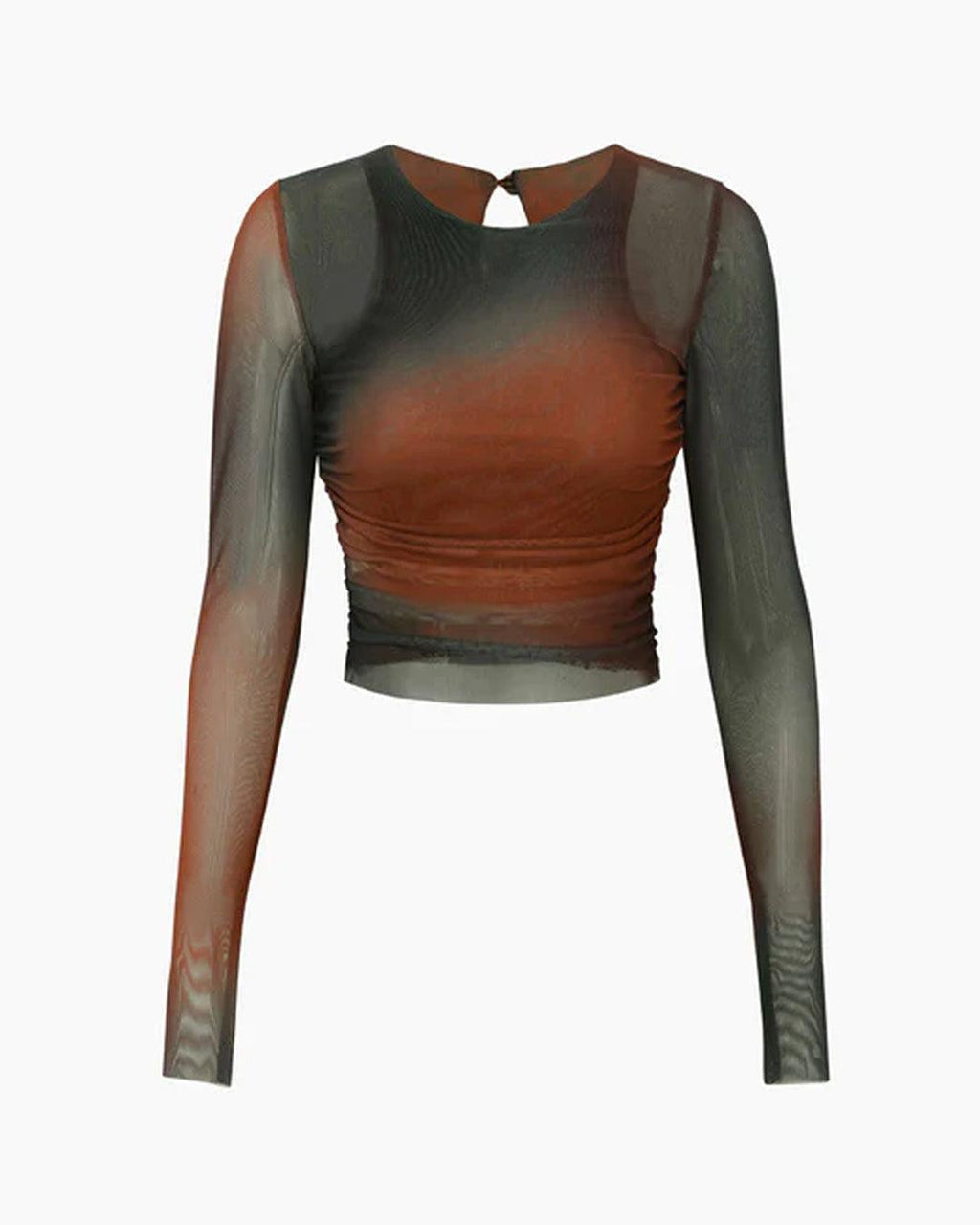 Tie Dye Sheer Mesh Long Sleeve Top