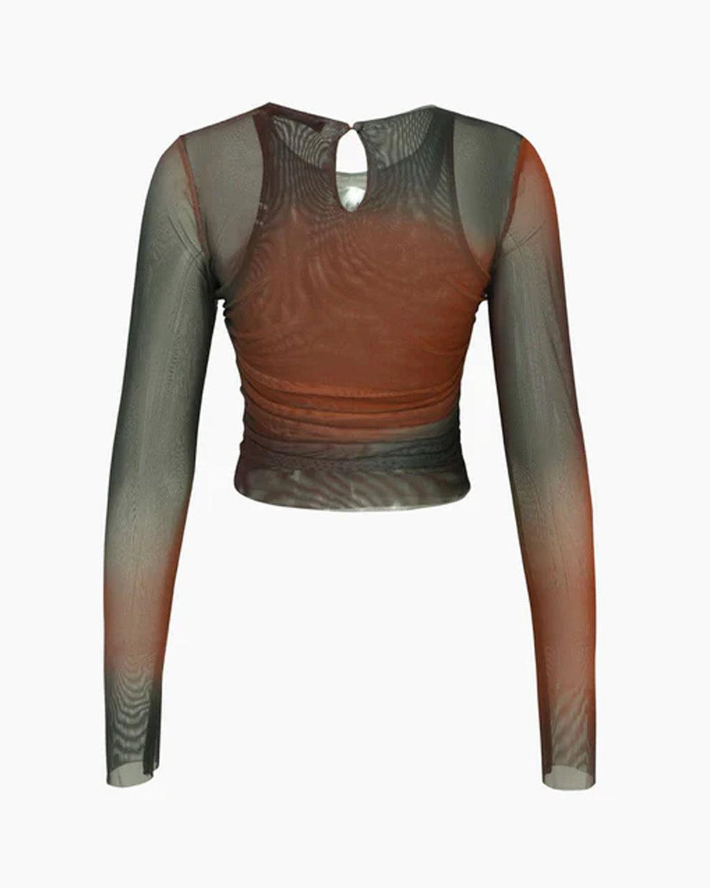 Tie Dye Sheer Mesh Long Sleeve Top