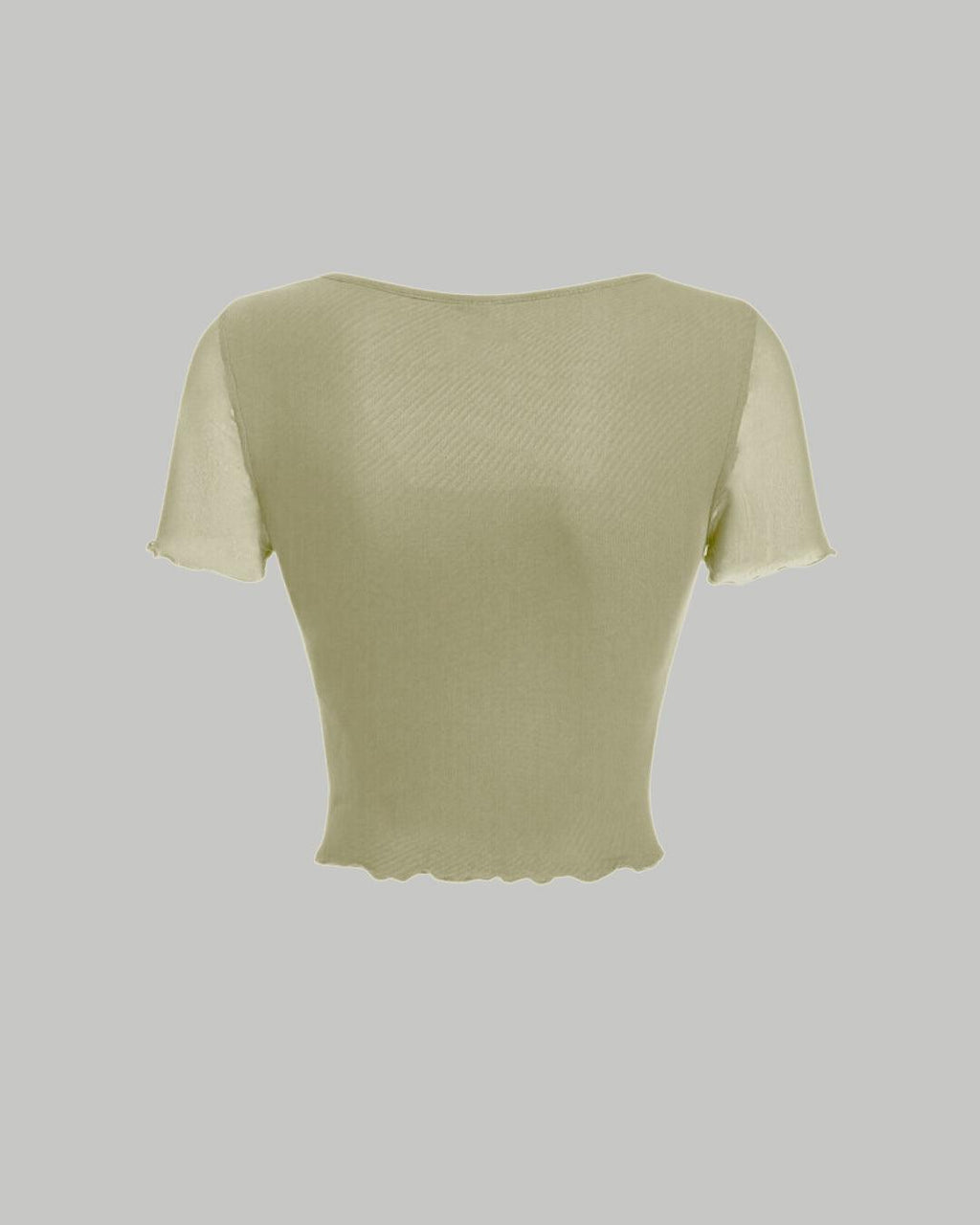 Tie Front Square Neck Crop Top In Green