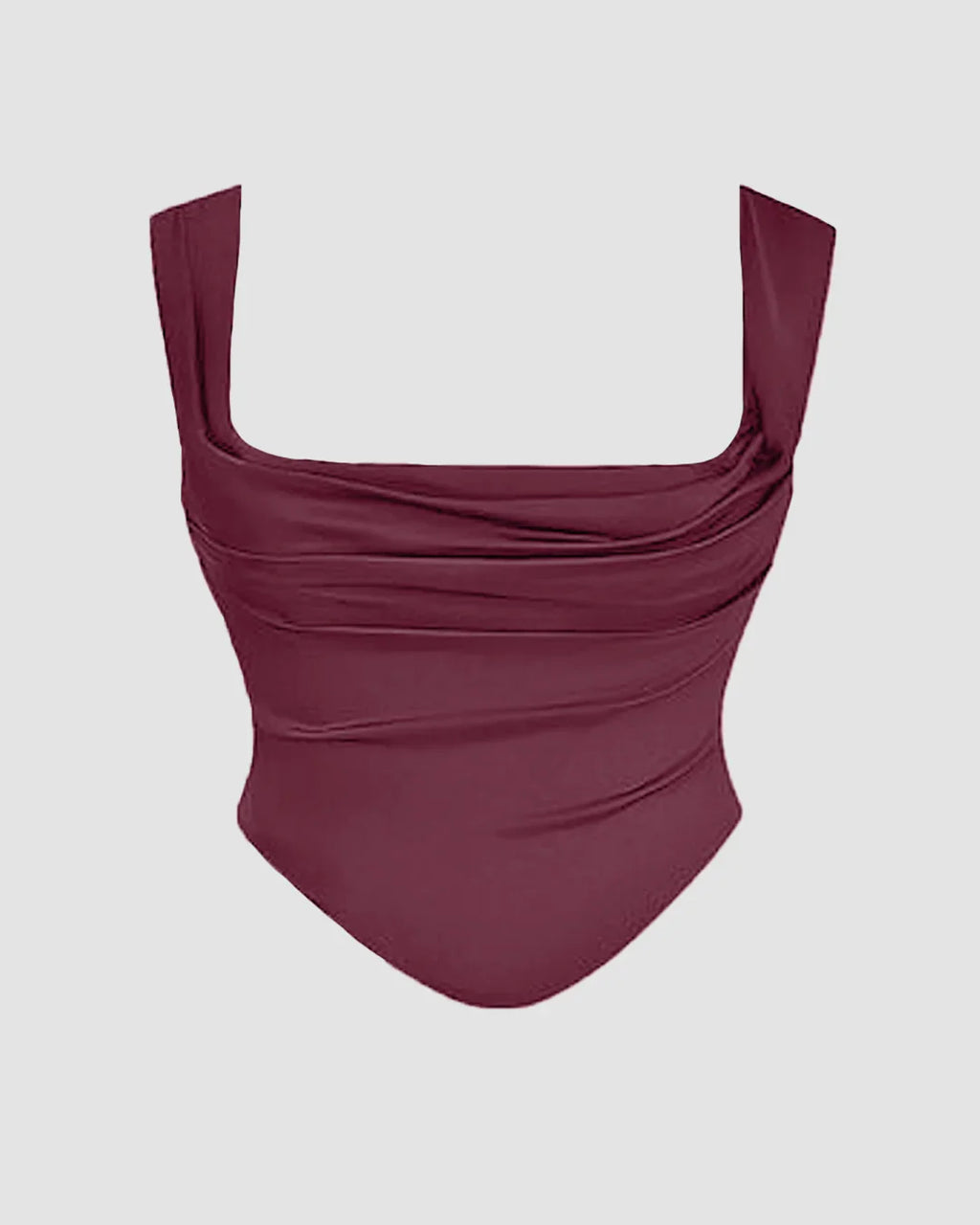 Tied Back Corset Top & Slit Skirt Coord Set In Maroon