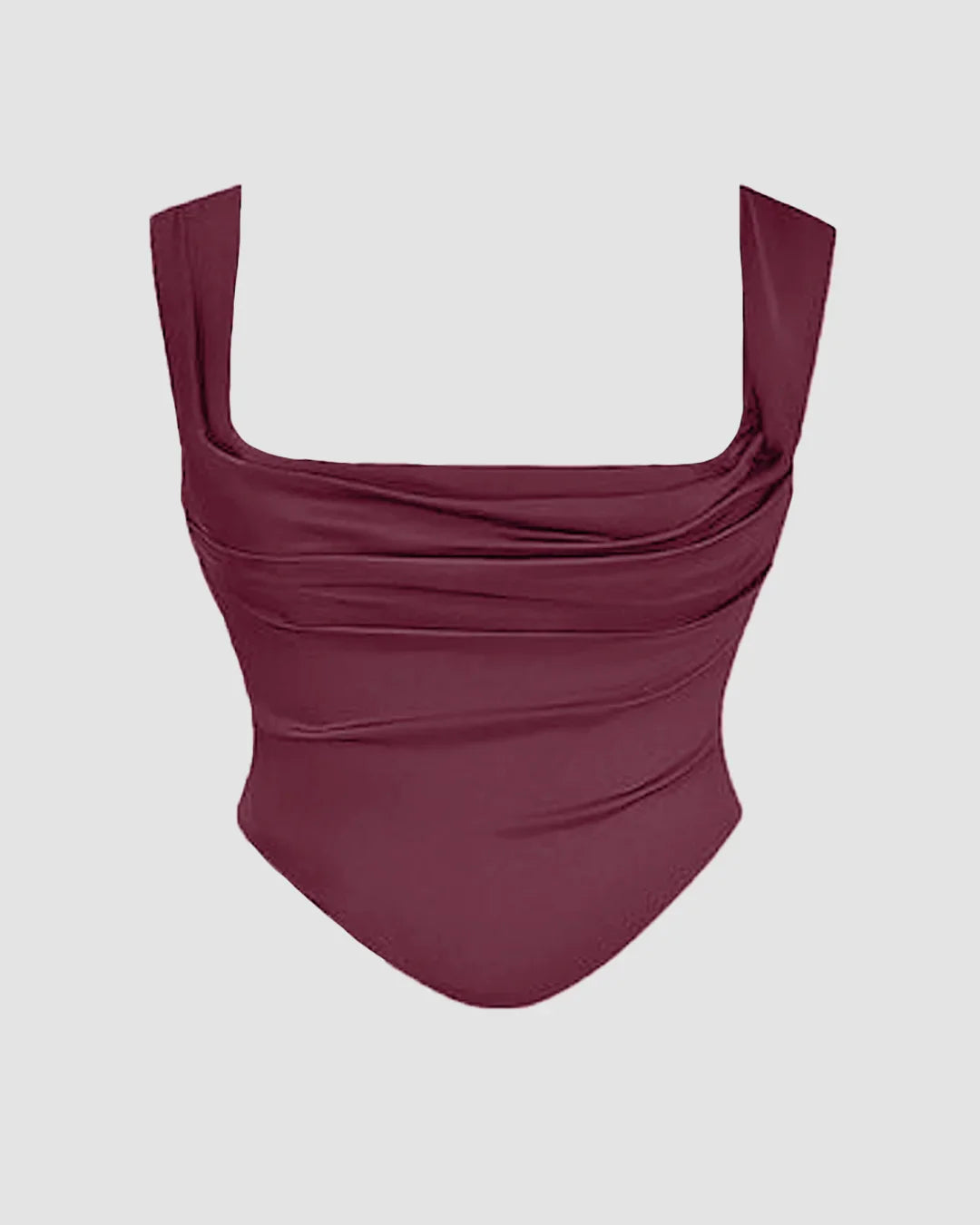 Tied Back Corset Top & Slit Skirt Coord Set In Maroon
