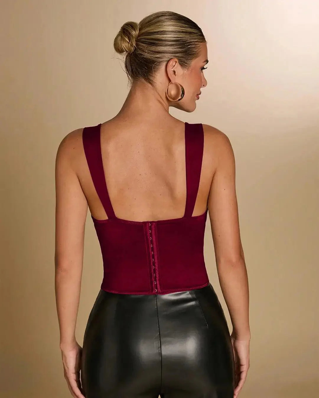 Tight Patchwork Floral Lace Halter Corset Top In Redberry