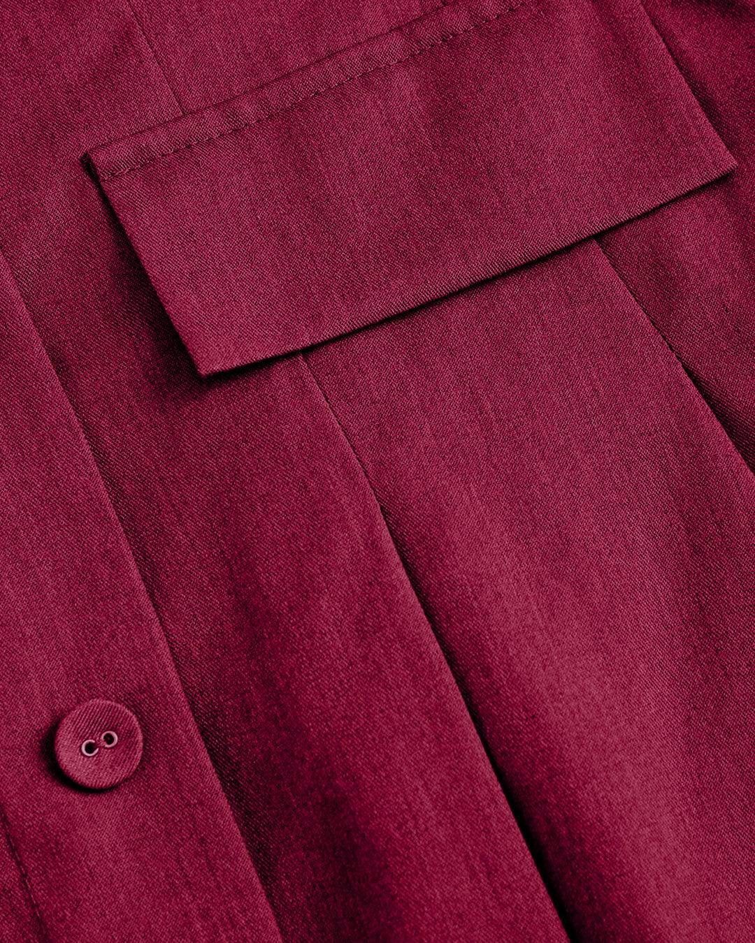 Turndown Collar Blazer & Bustier Two Piece Dress In Burgundy