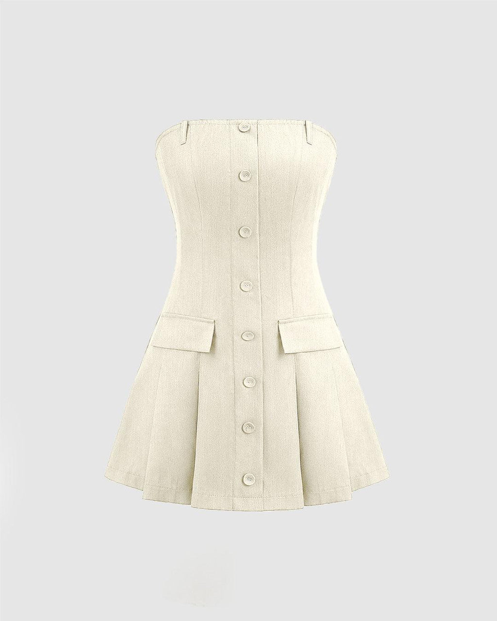 Turndown Collar Blazer & Bustier Two Piece Dress In Off-White