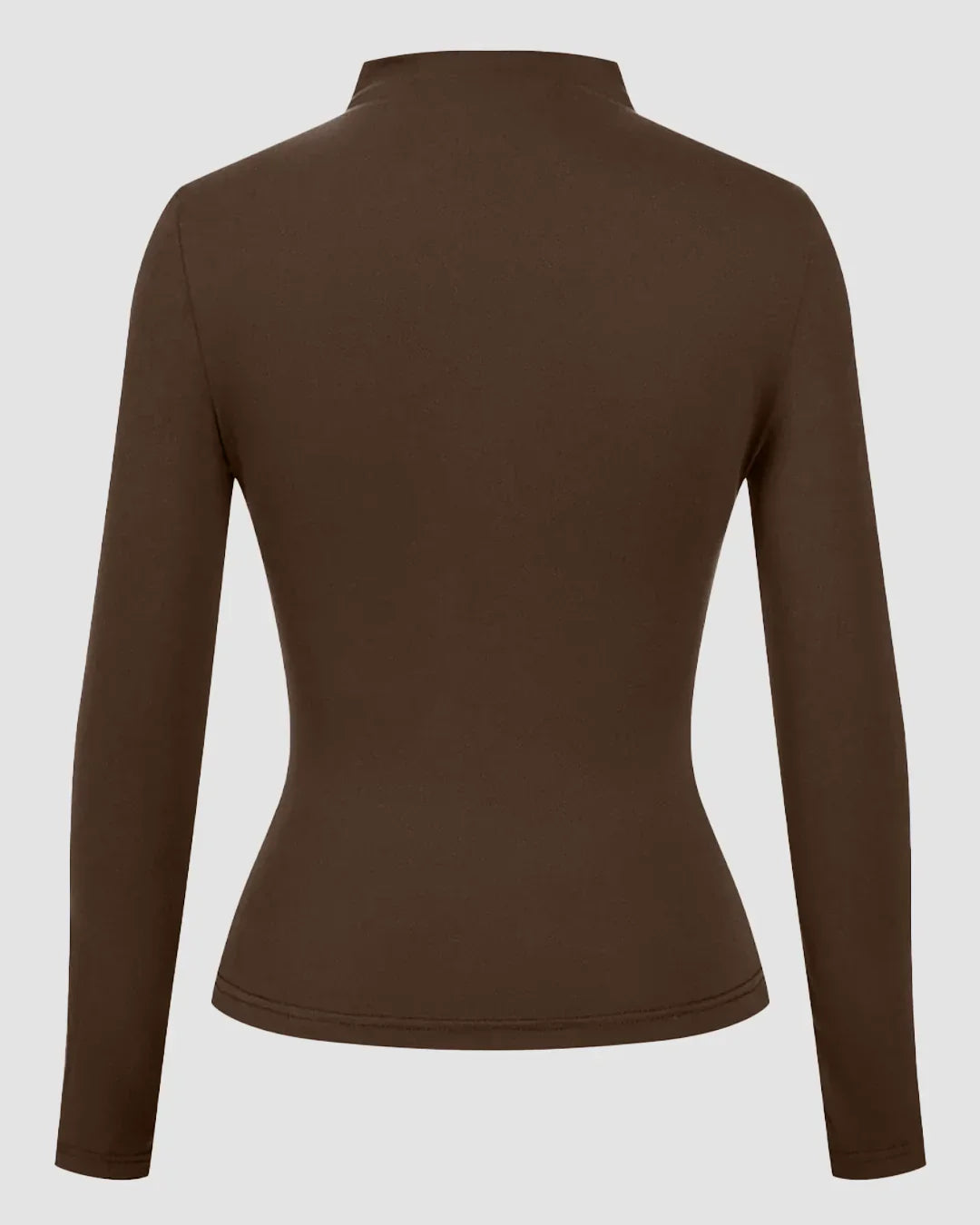 Turtle Neck Fitted Full Sleeve Top in Brown