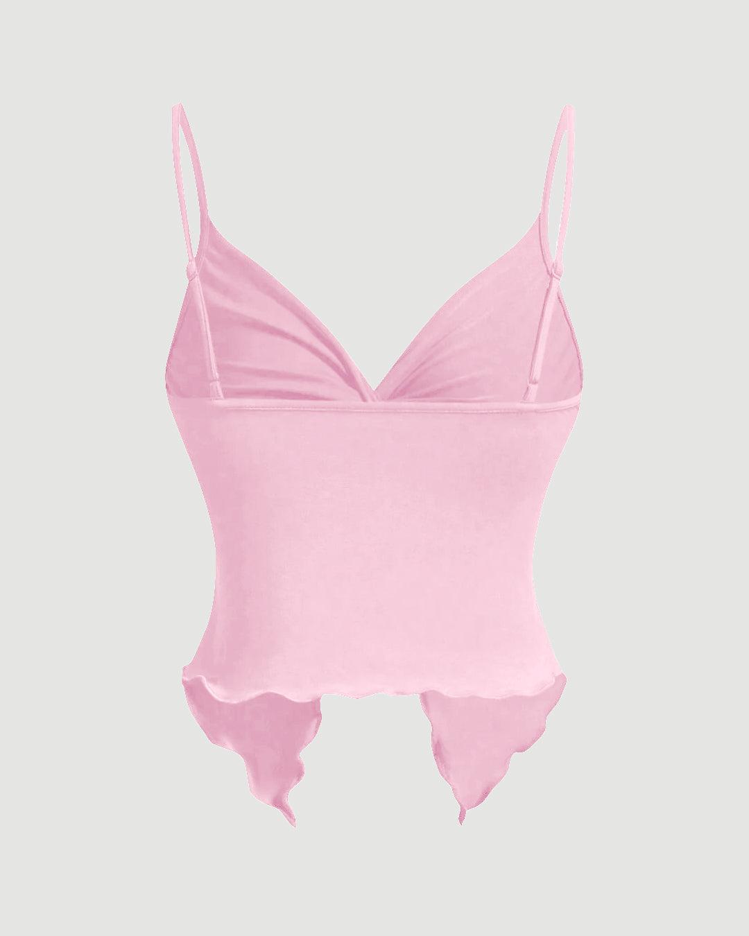 Twist Front Crisscross Sleeveless Top In Pink