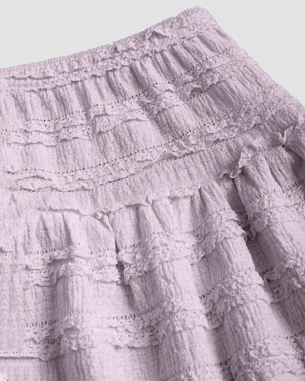 Twist Front Crop Top & Tiered Mini Skirt Co-Ord Set in Lilac