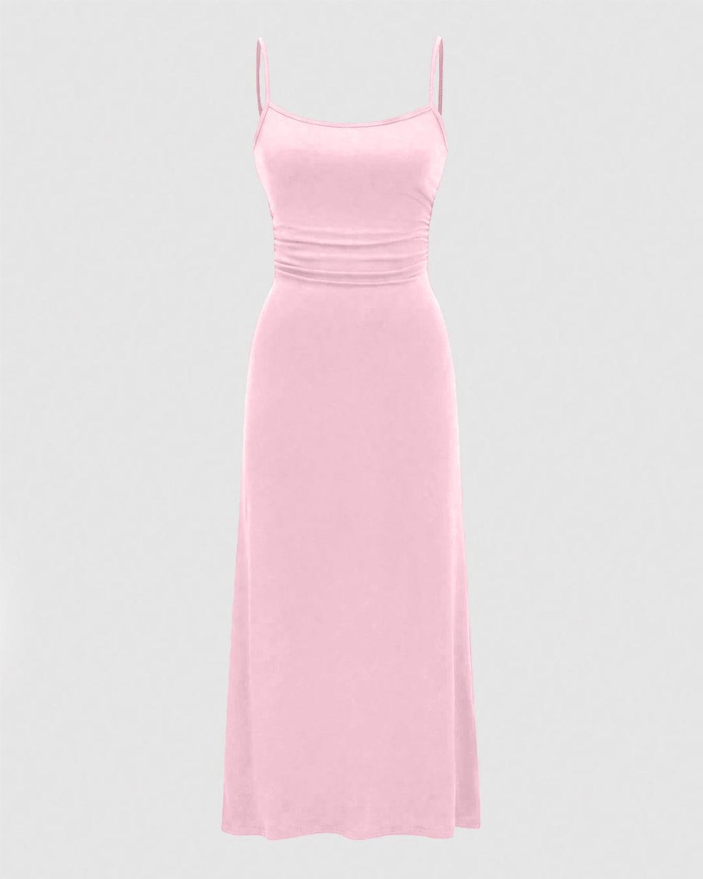 Two Piece Set : Solid Color Flare Sleeve Shrug Top And Cami Dress In Baby Pink