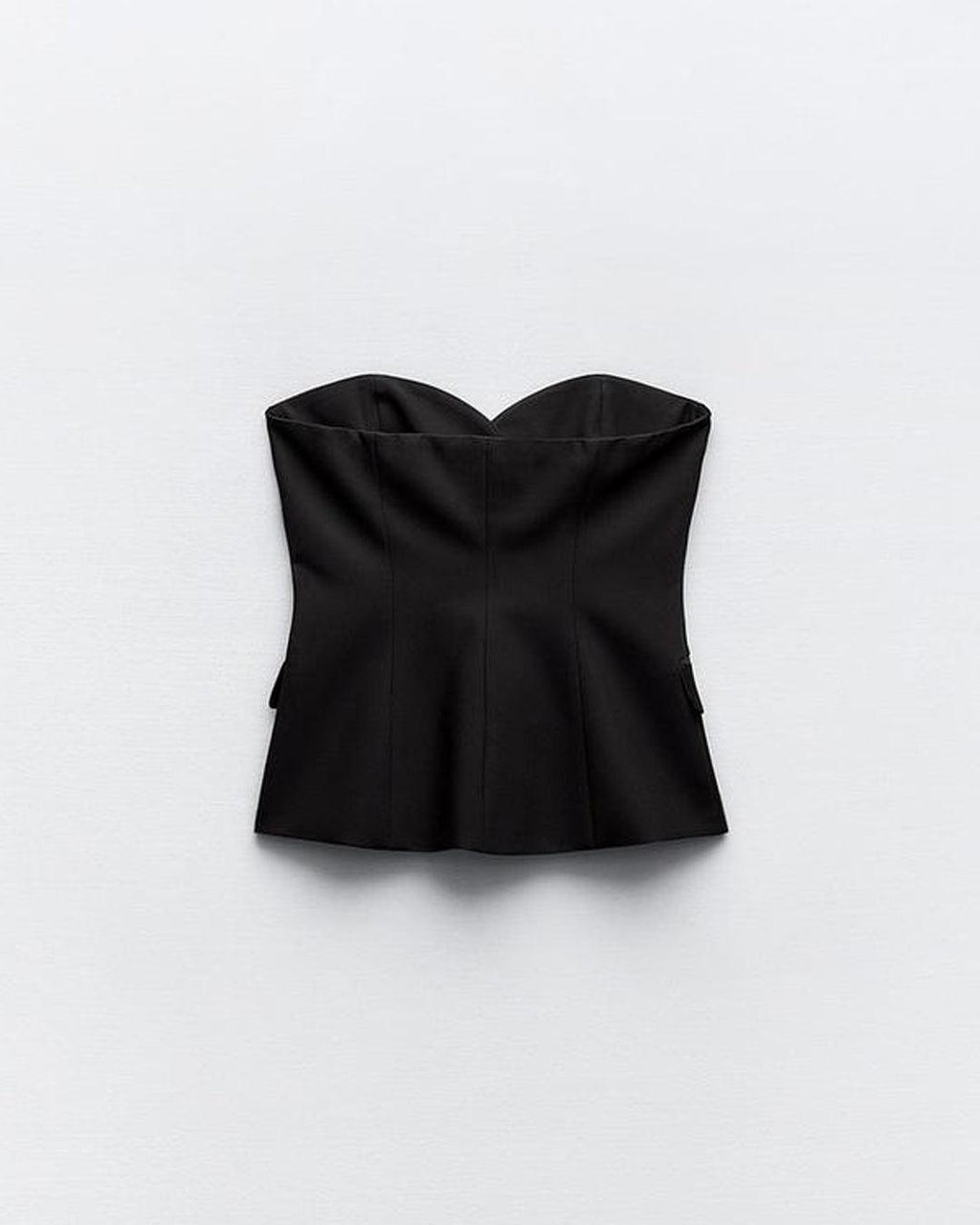 Two Piece Set : Tailored Bandeau Button Detail Top & High Waist Culotte Trouser In Black