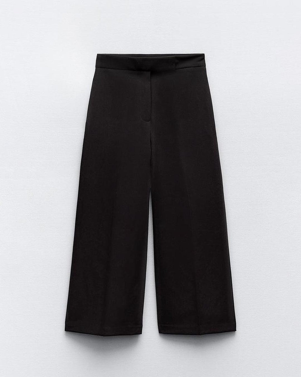 Two Piece Set : Tailored Bandeau Button Detail Top & High Waist Culotte Trouser In Black