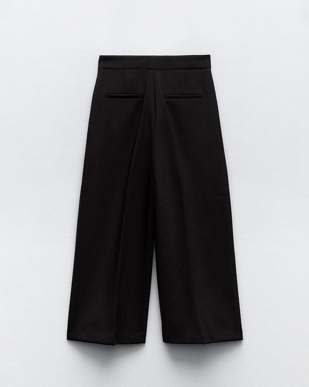 Two Piece Set : Tailored Bandeau Button Detail Top & High Waist Culotte Trouser In Black