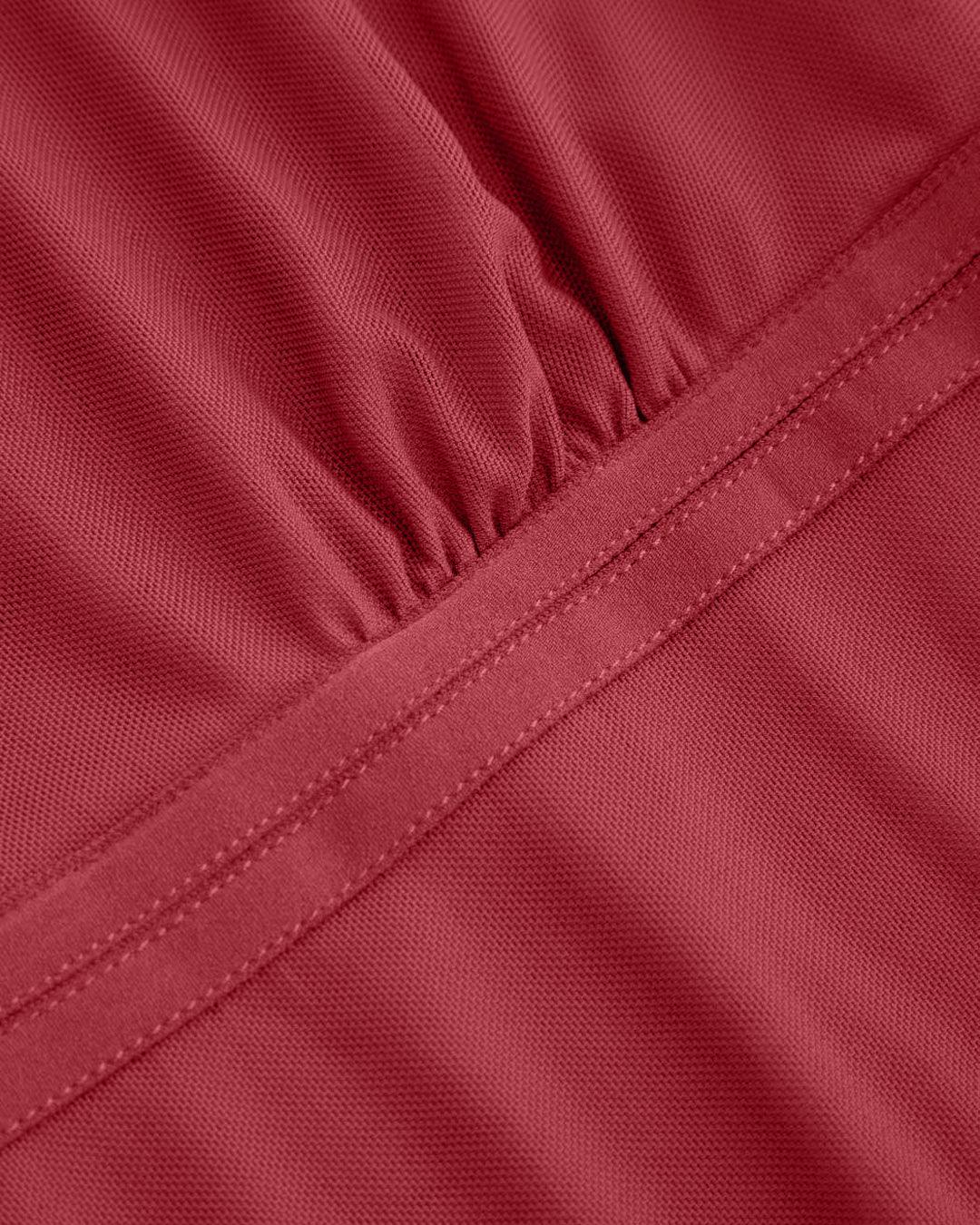 U-neckline Asymmetrical Ruffle Trim Knotted Tank Top In Red