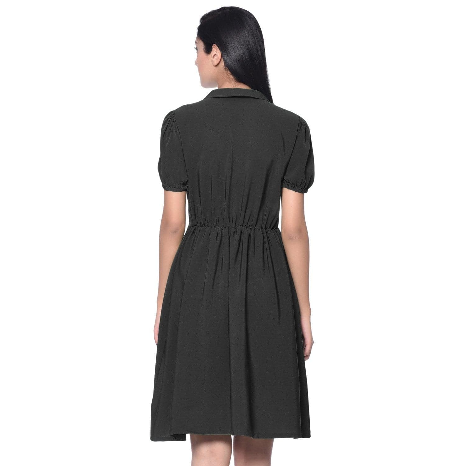 Solid Peterpan Collar Skater Dress