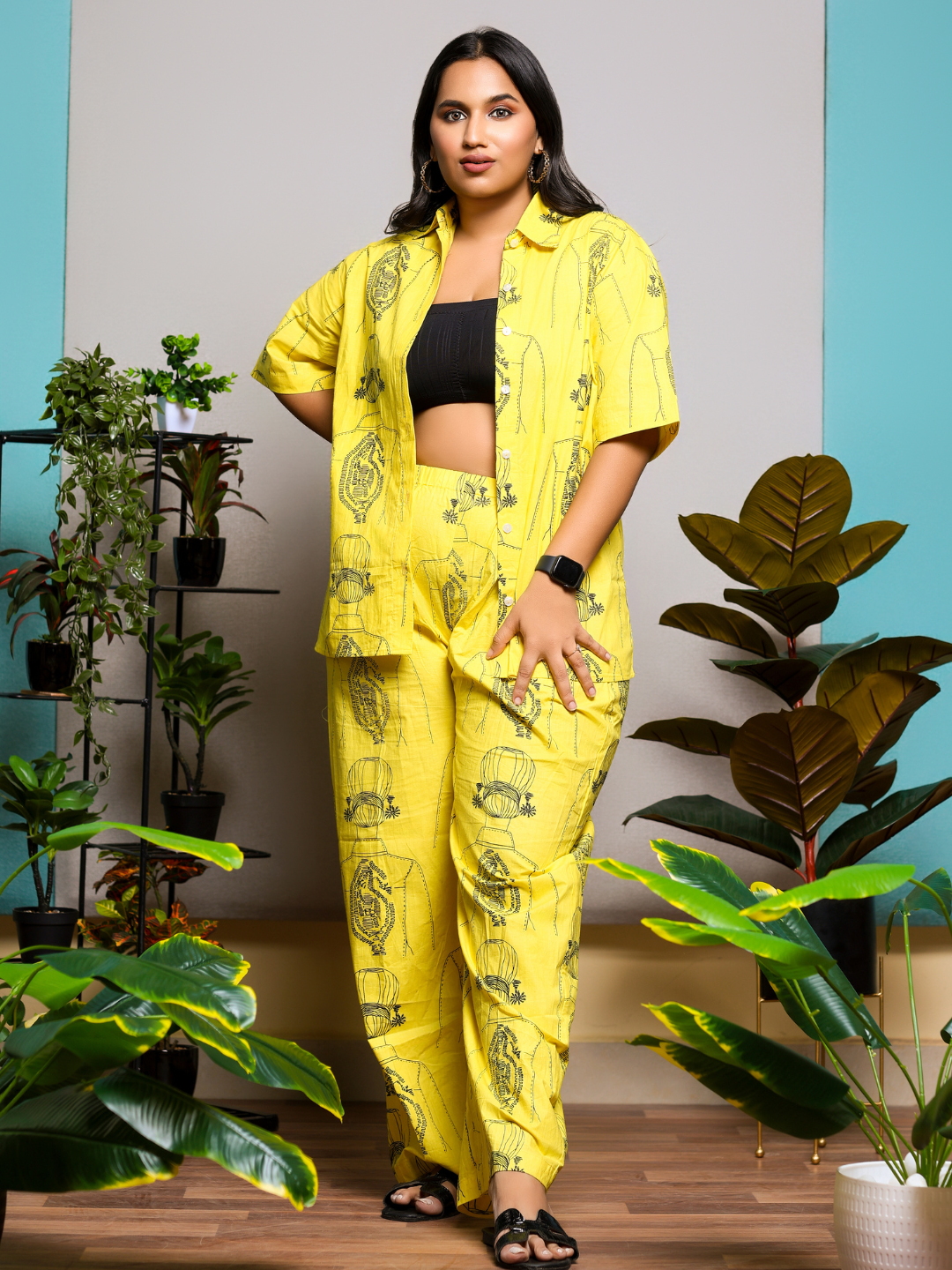 Printed Two Piece Cotton Coord Set - Pinkkup