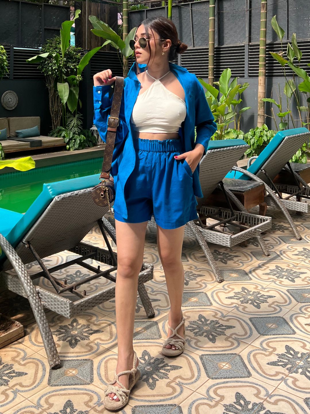 Cotton Two Piece Shorts and Shirt Set - Pinkkup