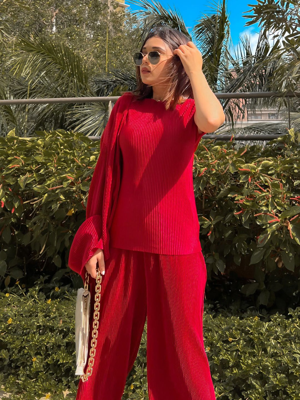 Pleated Short Sleeves Top (Only Top)