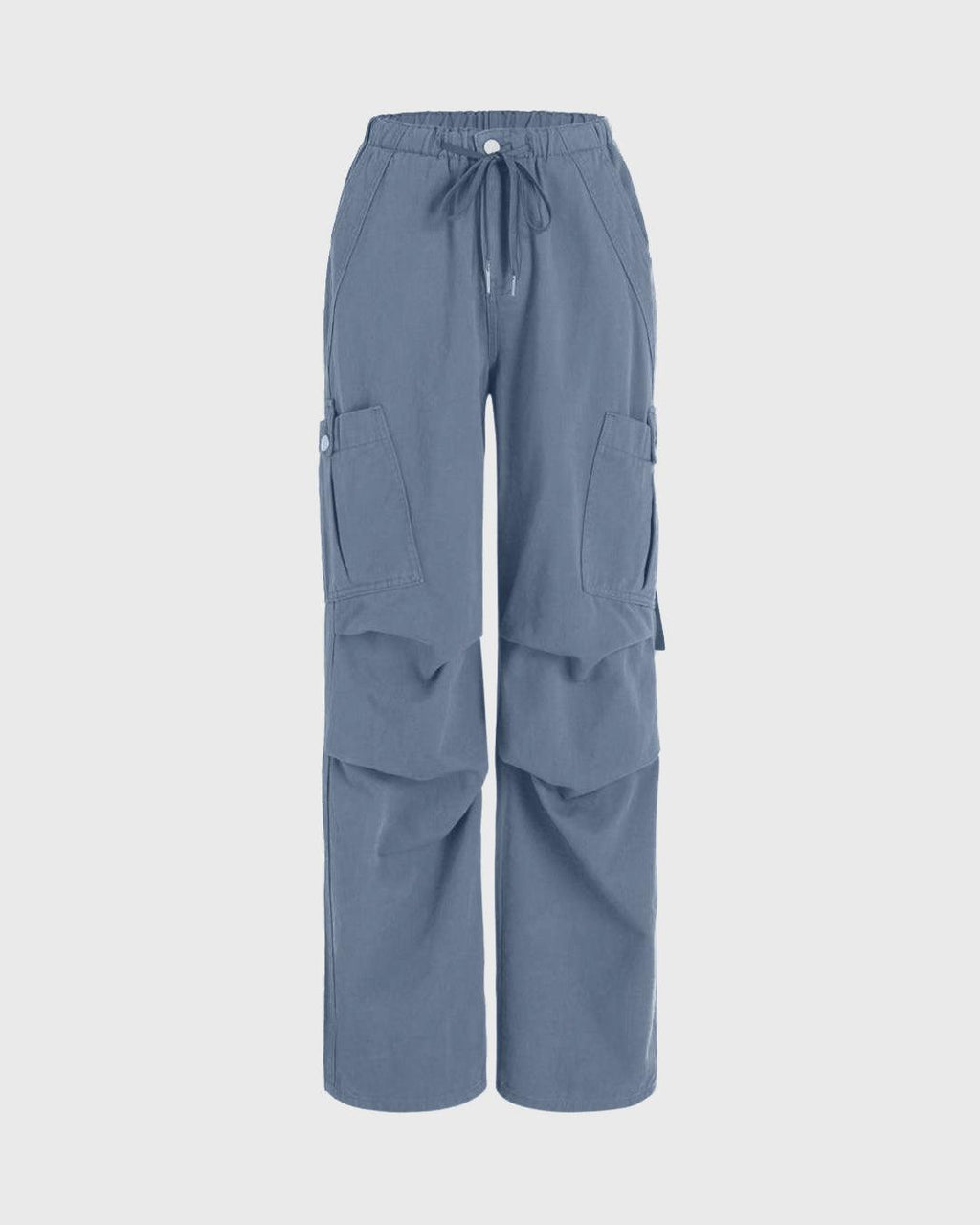 Utility Wear Drawstring Cargo Pants In Light Blue