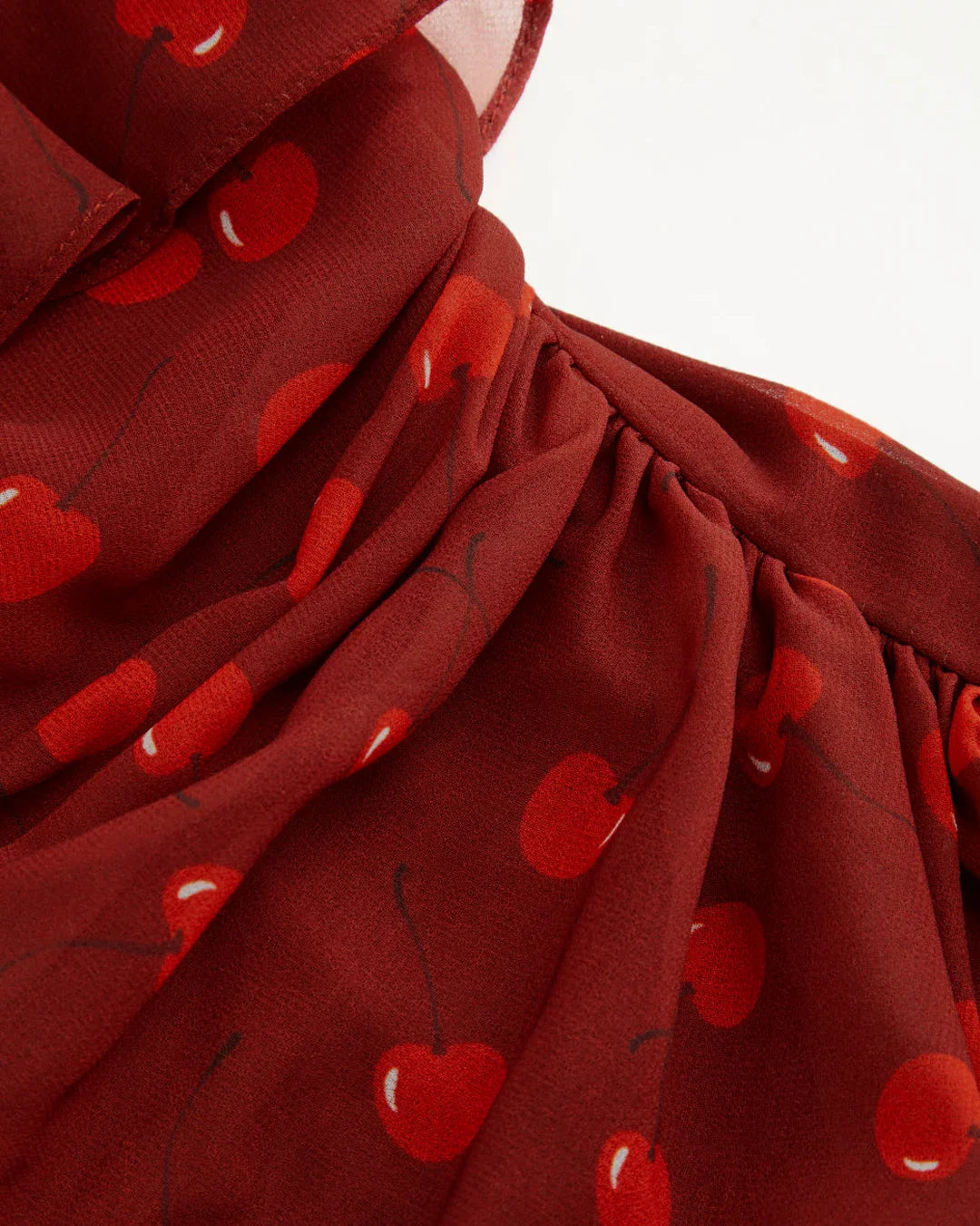 V-Neck Fit & Flare Cherry Print Sleeveless Mini Dress in Red