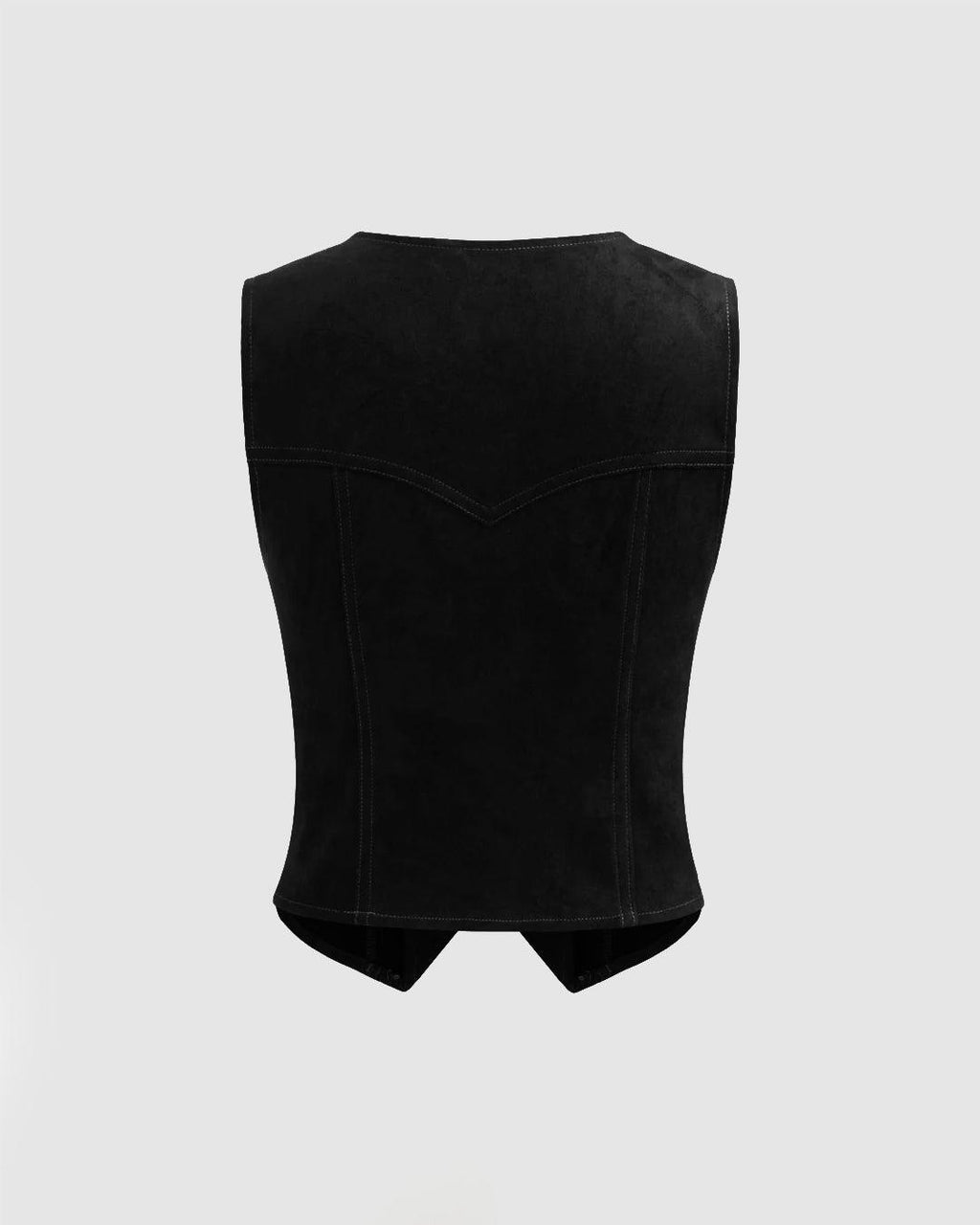 V-neck Solid Button Pocket Vest In Black