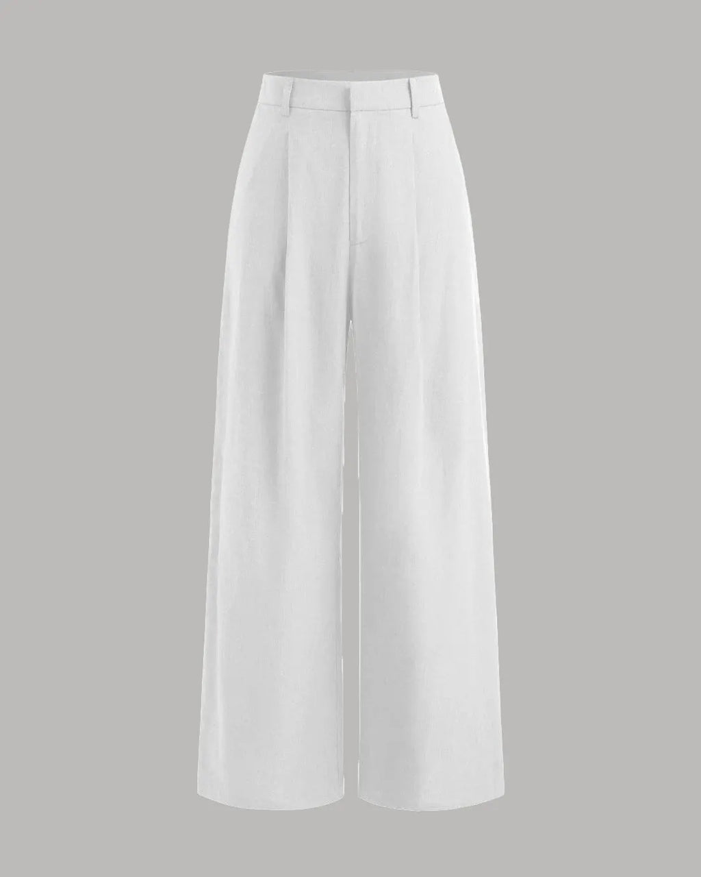V-neck Solid Button Vest & Mid Rise Pocket Wide Leg Trousers In White