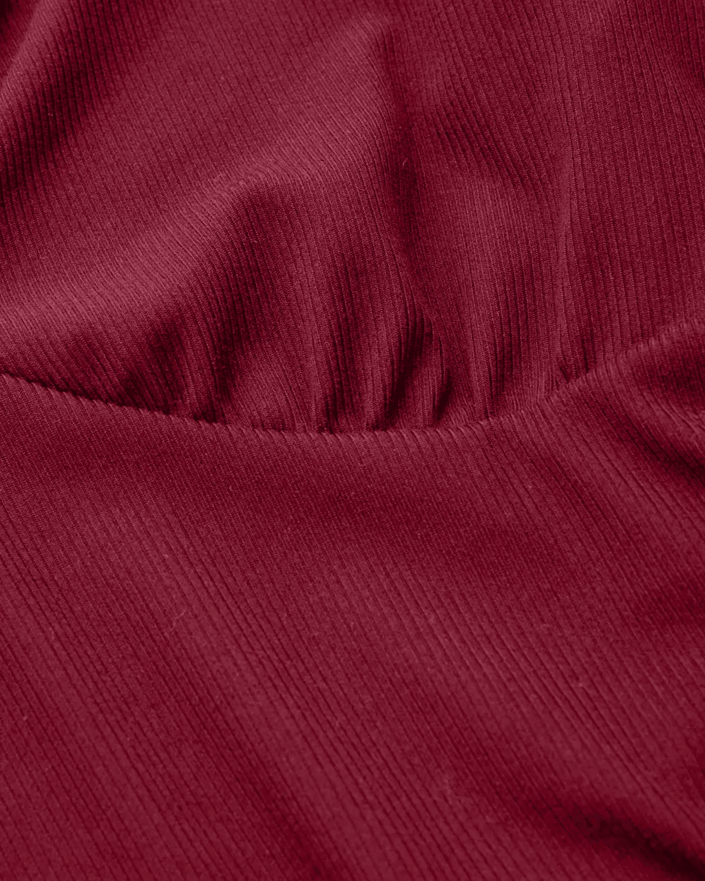 V-neck Solid Ruched Long Sleeve Top In Maroon