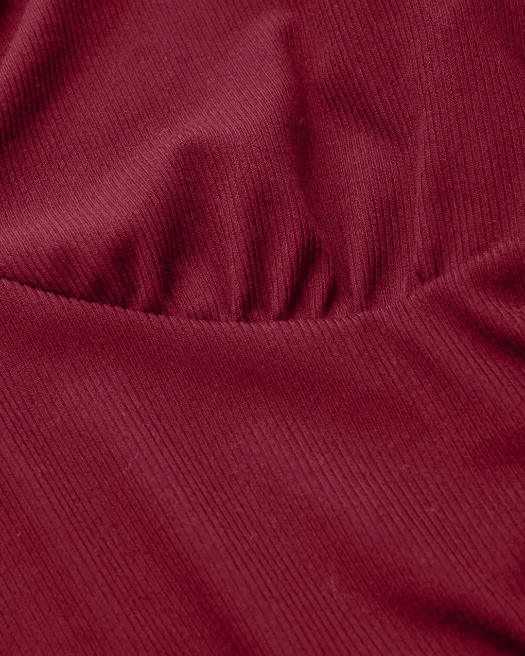 V-neck Solid Ruched Long Sleeve Top In Maroon