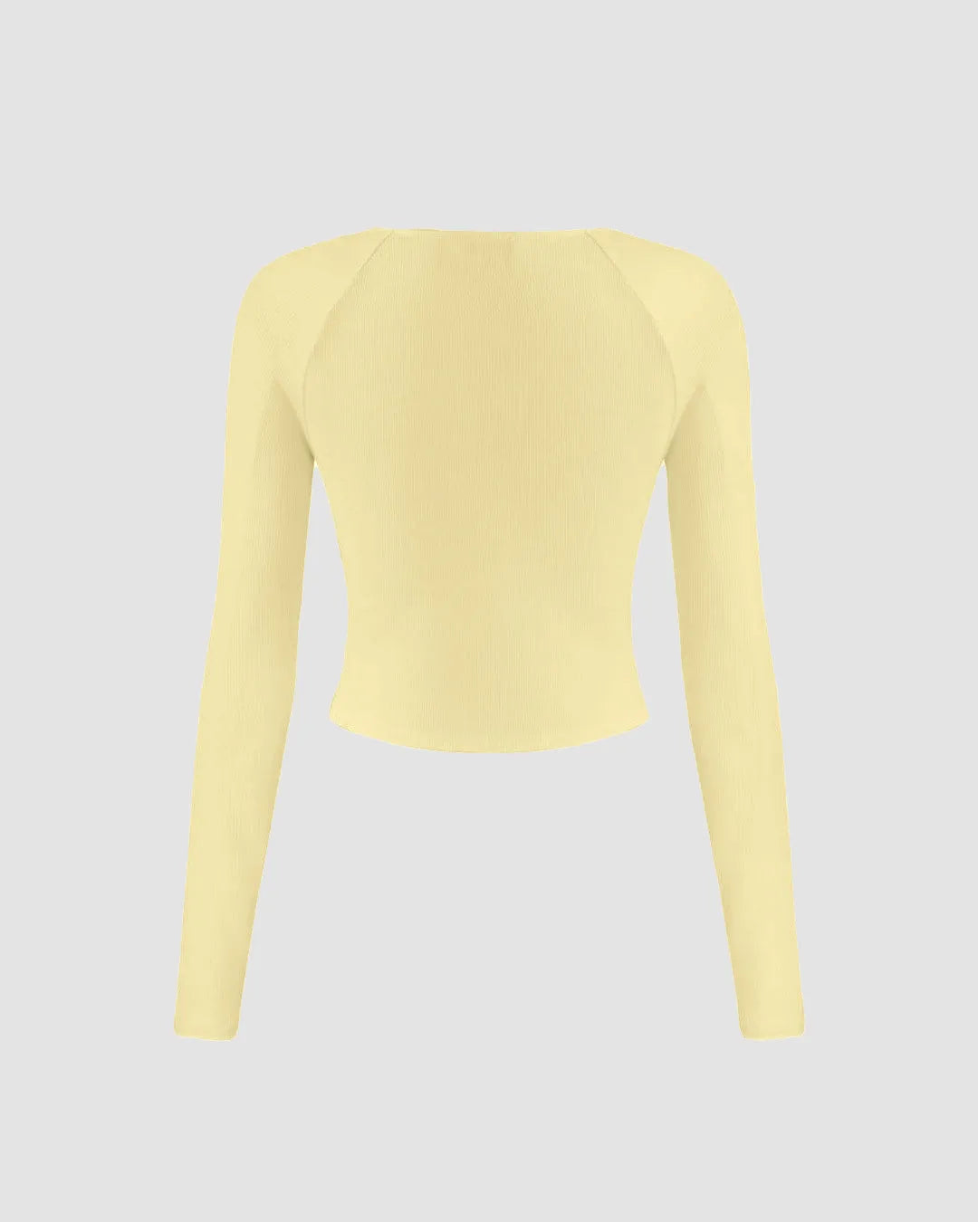 V Neck Wrap Front Ruched Full Sleeve Top in Yellow