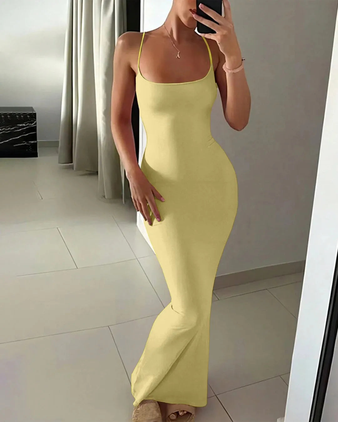 Vanila Strappy Bodycon Maxi Dress