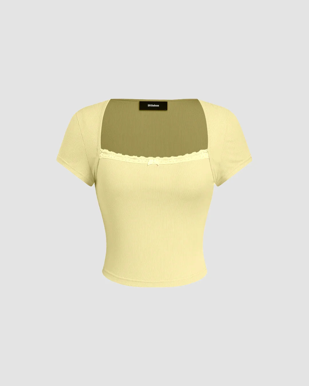 Vanilla Fitted Top with Sheer Neckline Detail