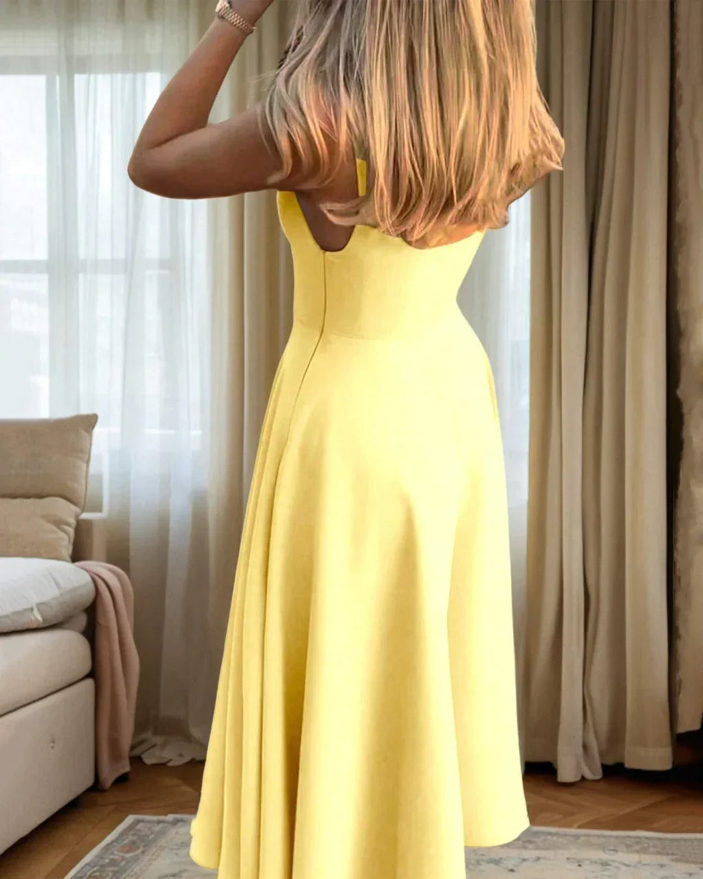 Vanilla Strapless Fit and Flare Midi Dress