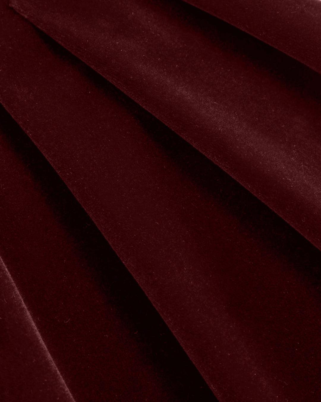 Velvet Boat Neck Bowknot Backless Short Midi Dress In Cherry Red