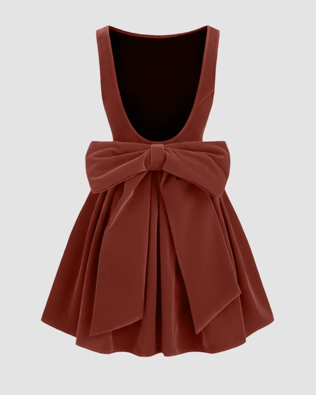 Velvet Boat Neck Bowknot Backless Short Midi Dress In Rose