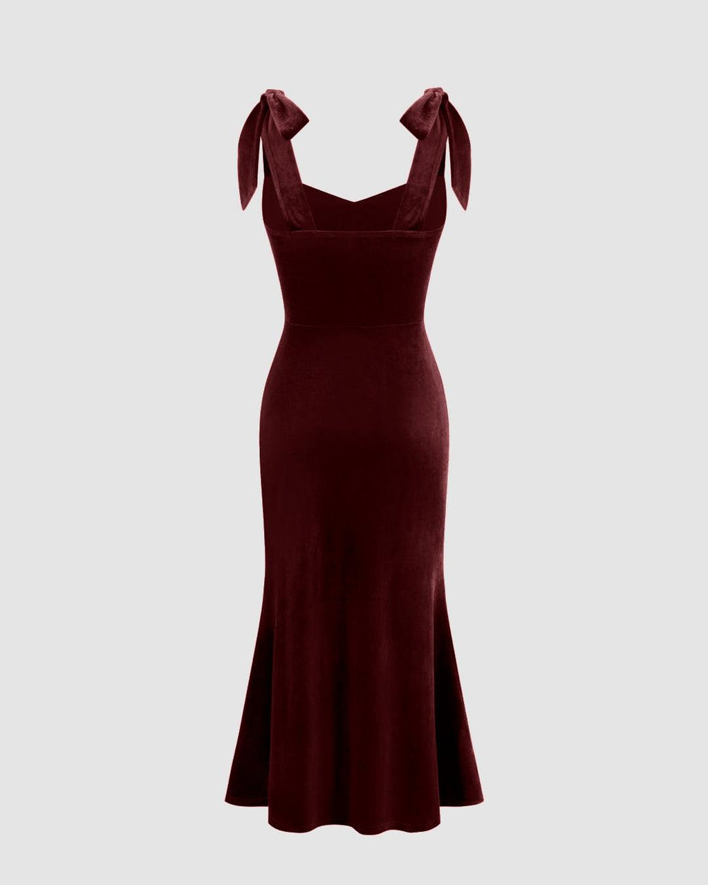 Velvet Sweetheart Neckline Split Ruched Knotted Maxi Dress In Cherry Red
