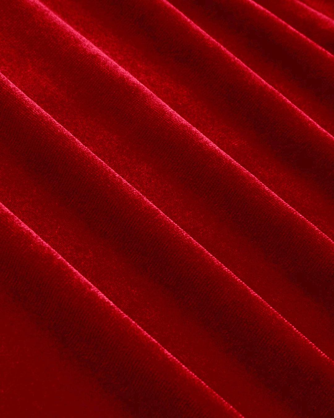 Velvet Sweetheart Neckline Split Ruched Knotted Maxi Dress In Red