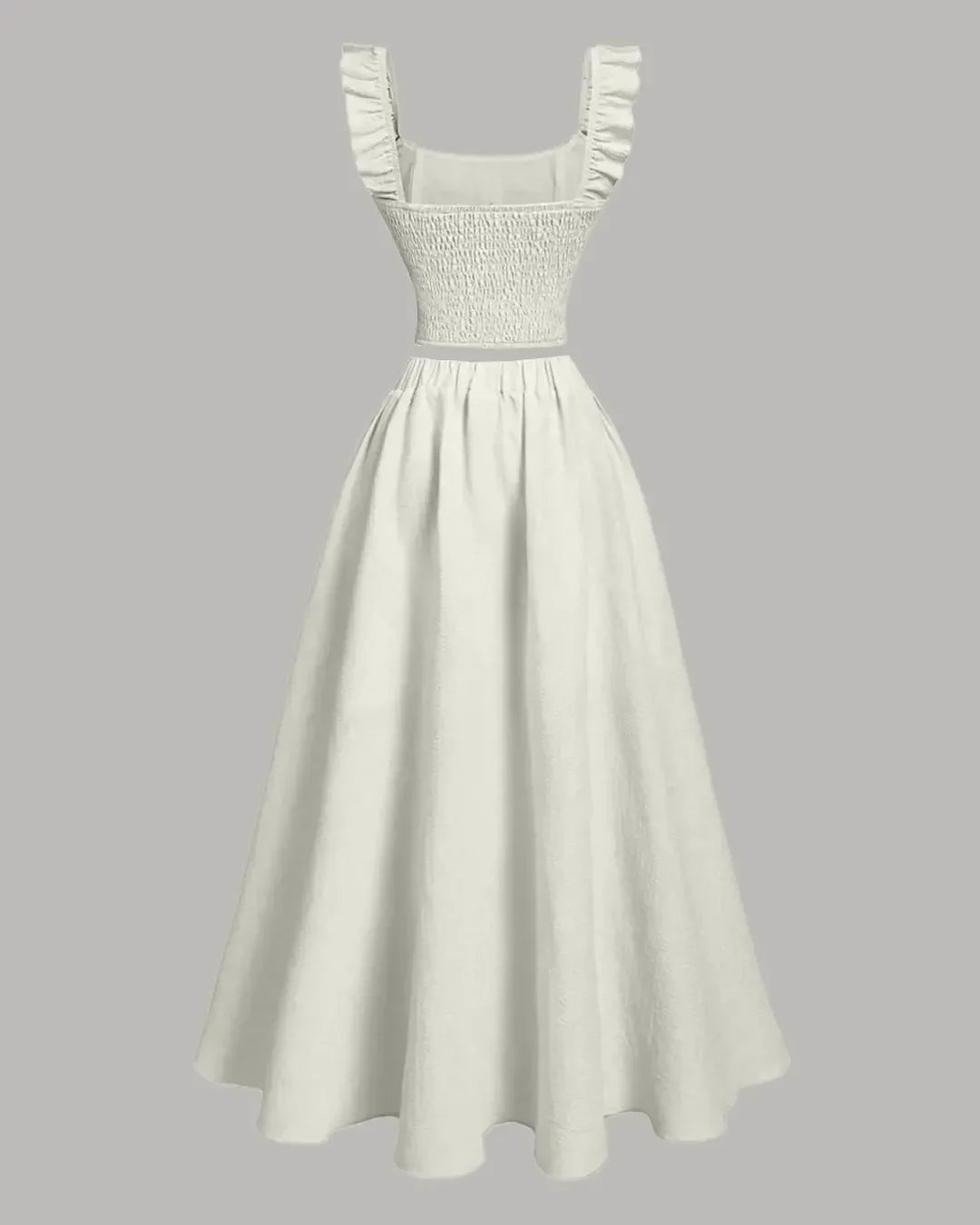 Vintage Style Sleeveless Top And Skirt Set in Beige