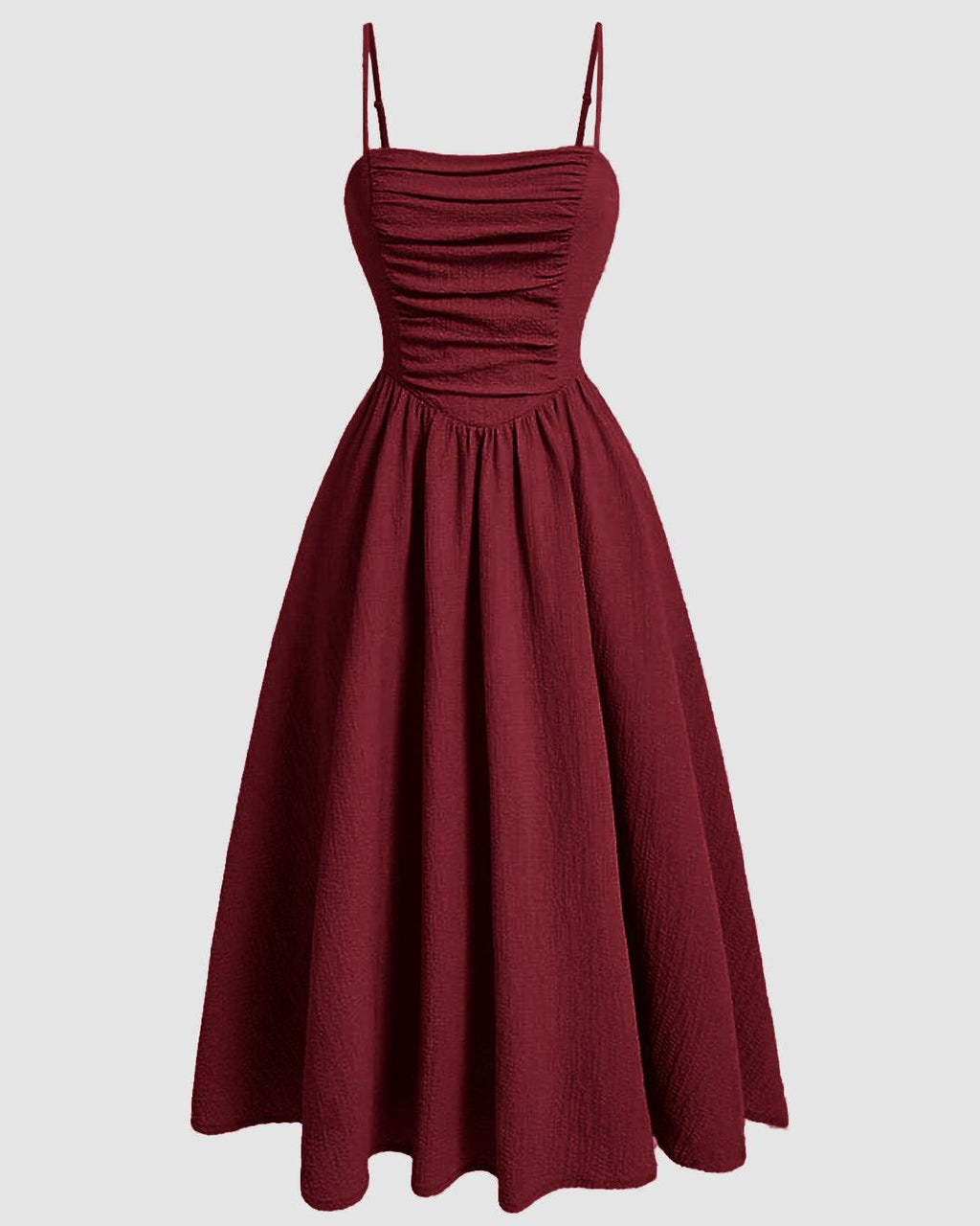 Vintage Retro Spaghetti Strap Maroon Dress