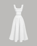 Vintage Style Sleeveless Off White Top And Skirt Set