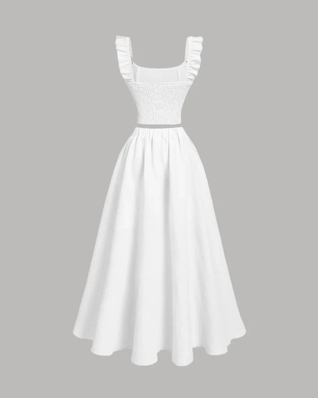Vintage Style Sleeveless Off White Top And Skirt Set
