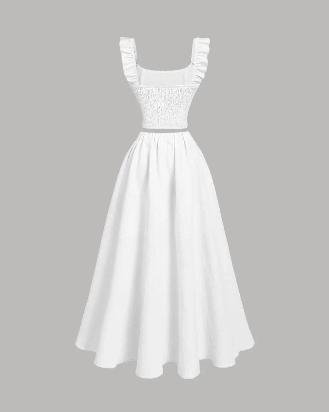 Vintage Style Sleeveless Off White Top And Skirt Set