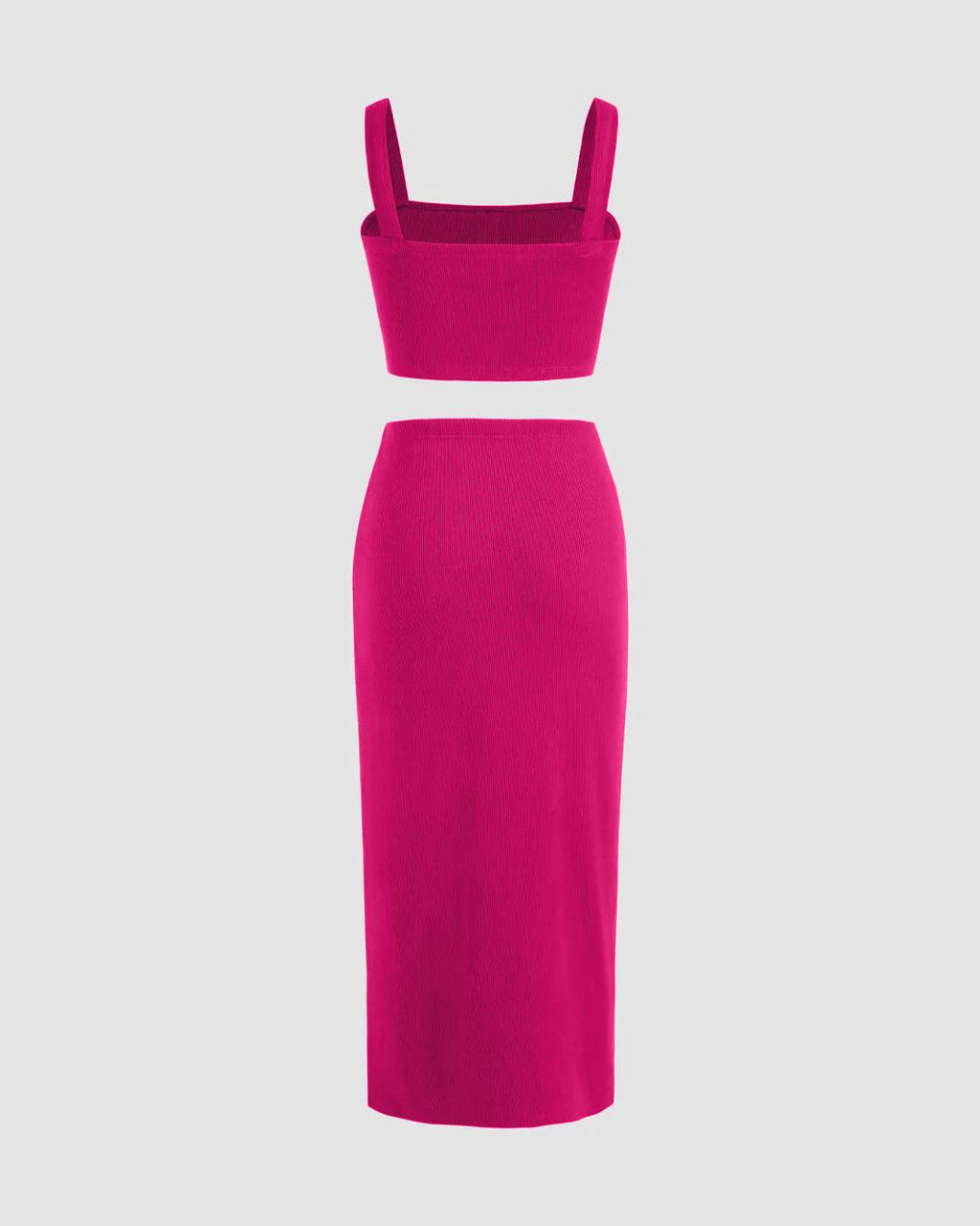 Welcome Summer Set Of Two Crop Top And Skirt In Hot Pink