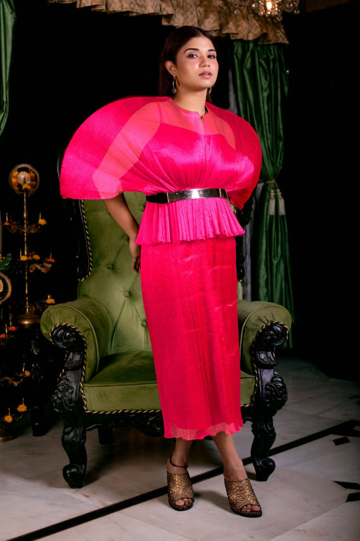 Pleated Midi Skirt - Pinkkup