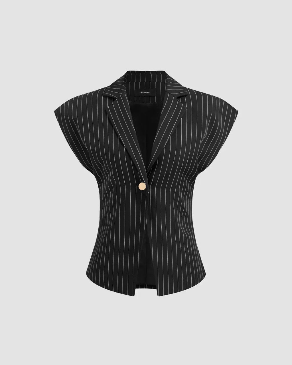 Statement Sleeveless Blazer Top with Single Button Closure